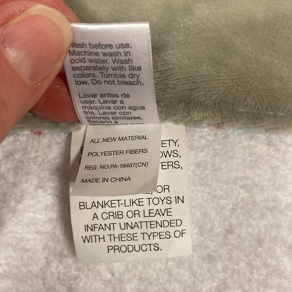 Modern Baby Snuggle Blankie ~Elephant ~Teether ~Rattle ~ Gray, White, Red & Blue - Picture 6 of 6